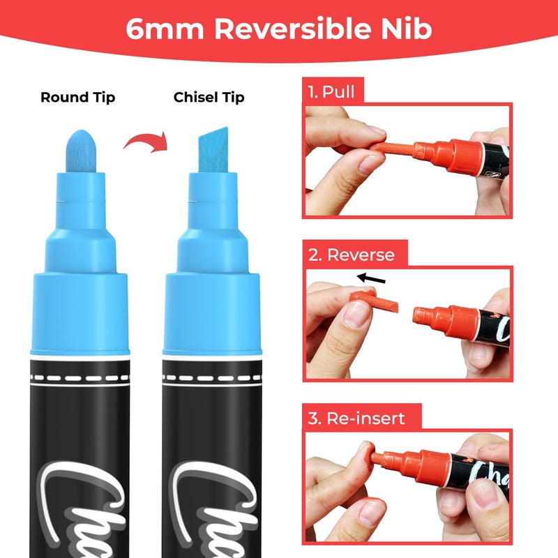 Chalkola Chalk Markers - Pack of 40 (Neon  Pastel & Metallic) Liquid Chalk Pens - For Chalkboard  Blackboard  Window  Labels  Bistro  Glass  Car  Board - Wet Wipe Erasable Ink - 6mm Reversible Tip - Image 3